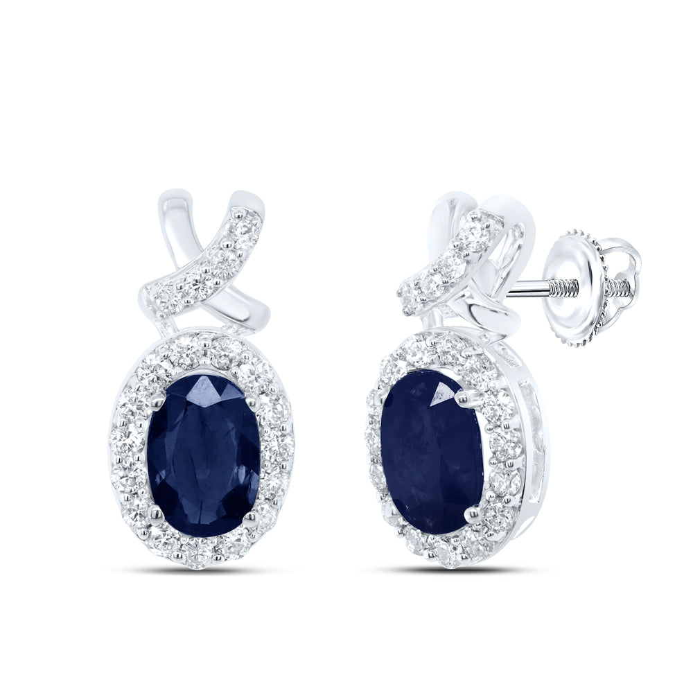 1/3CTW-DIA ANA M 6X4MM OVAL-SAPP NAT GEM EARRING