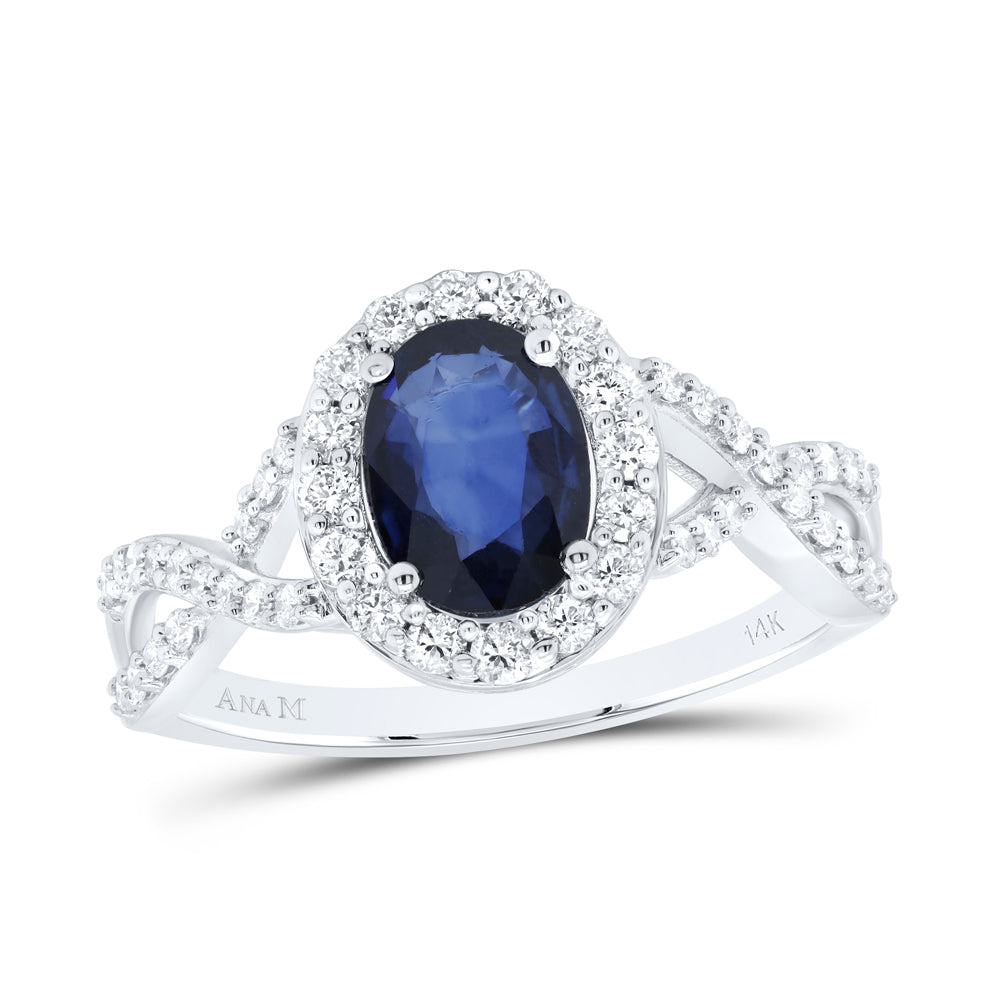 1/2CTW-DIA ANA M 8X6MM SAPP-OVAL NAT GEM RING