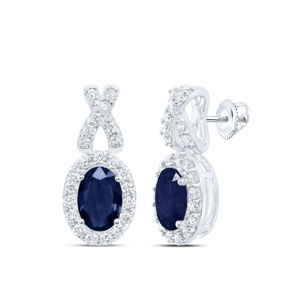 3/8CTW-DIA ANA M 6X4MM OVAL-SAPP NAT GEM EARRING