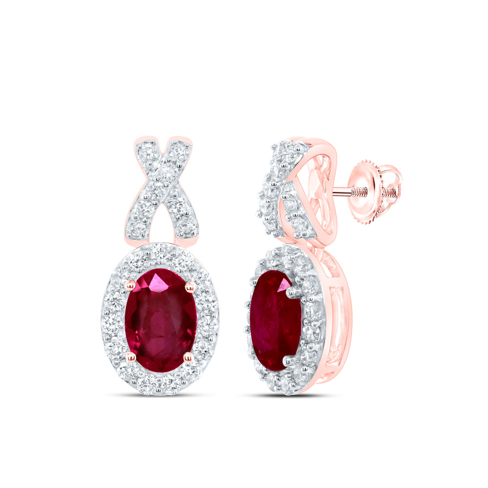 3/8CTW-DIA ANA M 6X4MM OV-RUBY NAT GEM EARRING