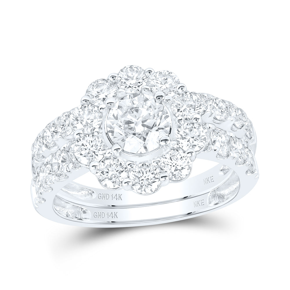 3CTW-DIA NKE 3/4CT-CRD BRIDAL SET SINGLE HALO