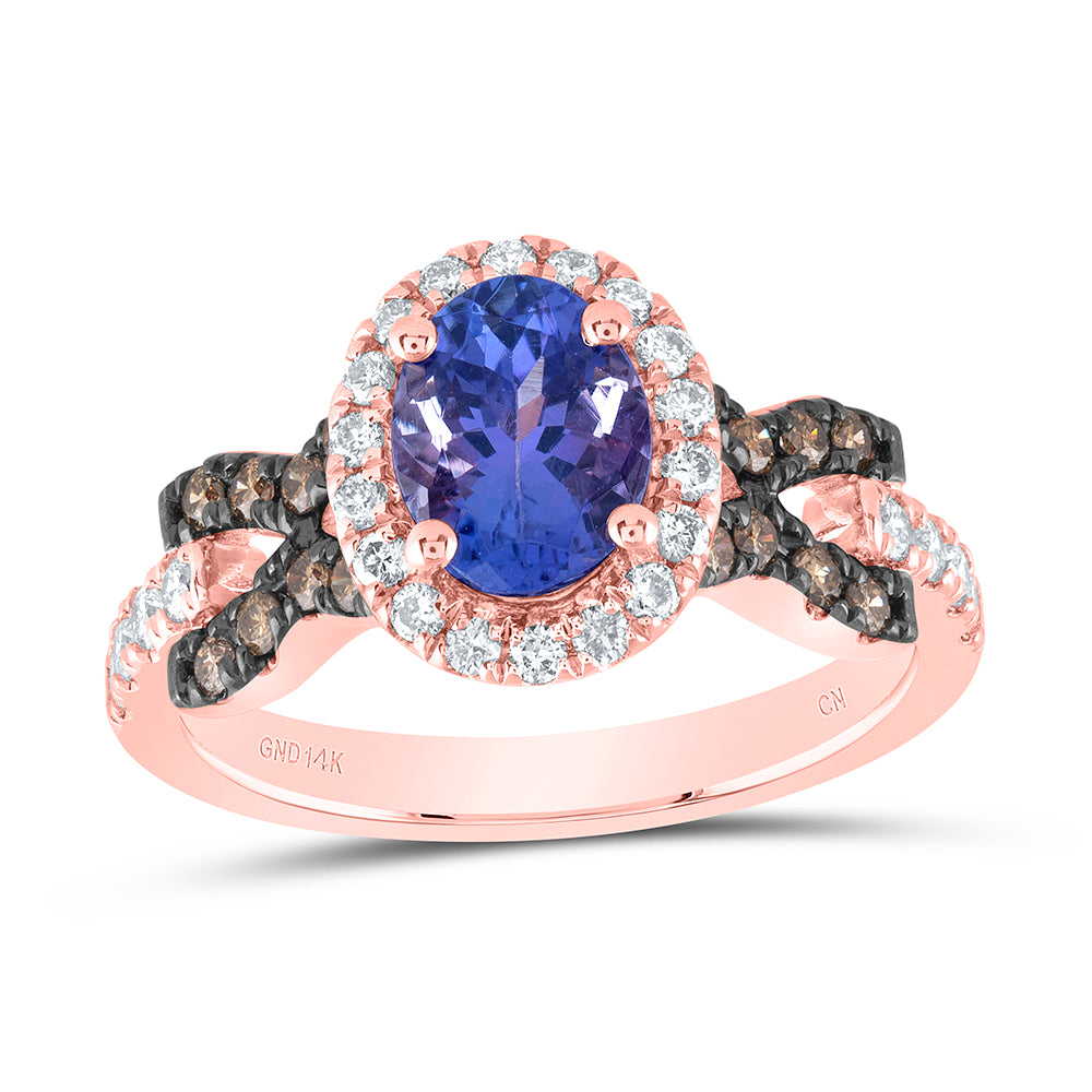 1/2CTW-DIA ANA M 8X6MM-TANZ OV NATURAL GEM RING