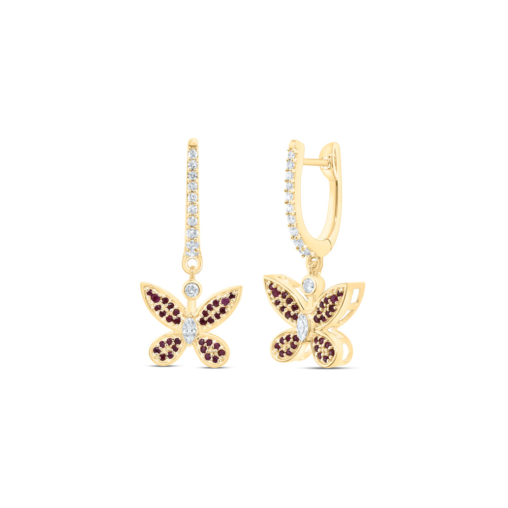 1/3CTW-DIA NK 1/4CT-RUBY BUTTERFLY EARRING
