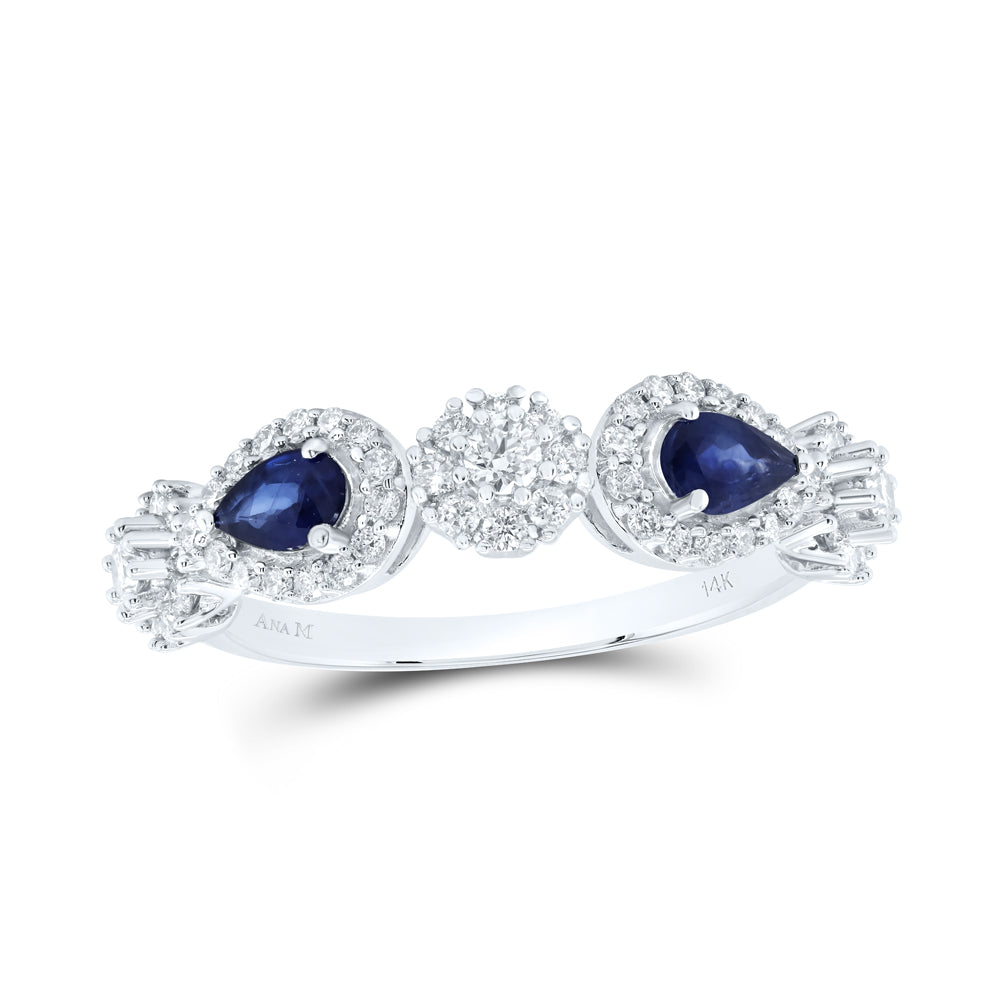 1/2CTW-DIA ANA M 1/2CT PEAR-SAPP NAT GEM RING