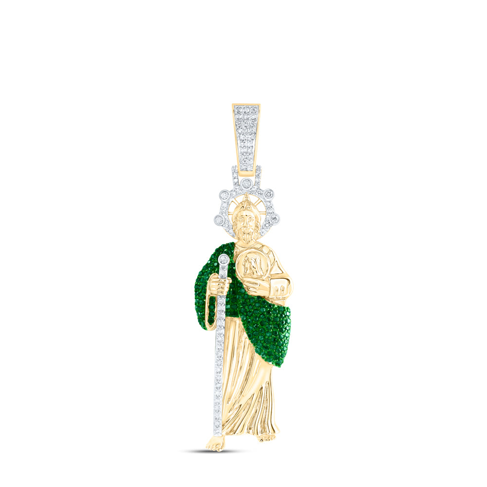 1/2CTW DIA NK 1CT-EME ST JUDE MENS PENDANT