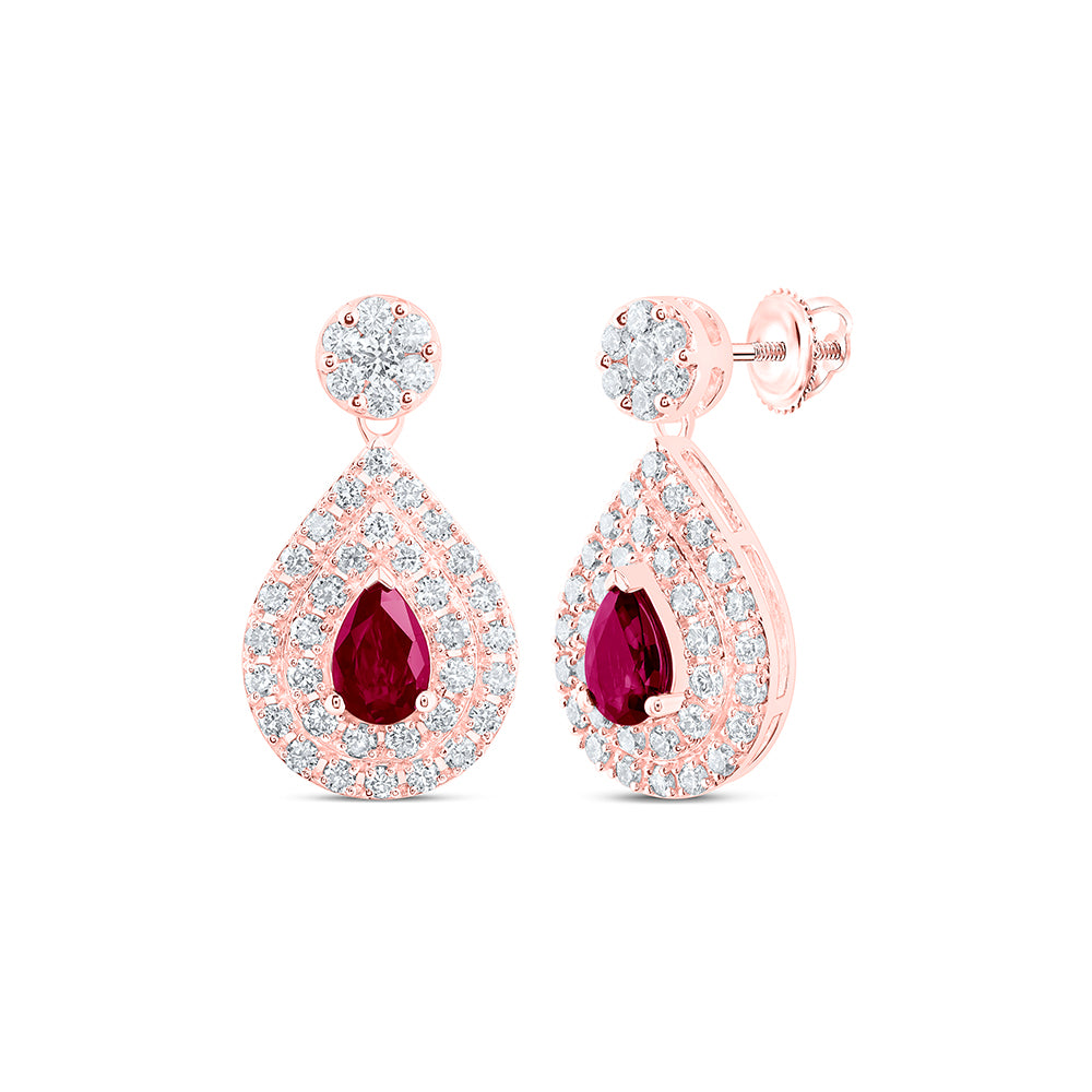 1CTW DIA NK 6X4 MM RUBY-PEAR FASHION PEAR EARRING