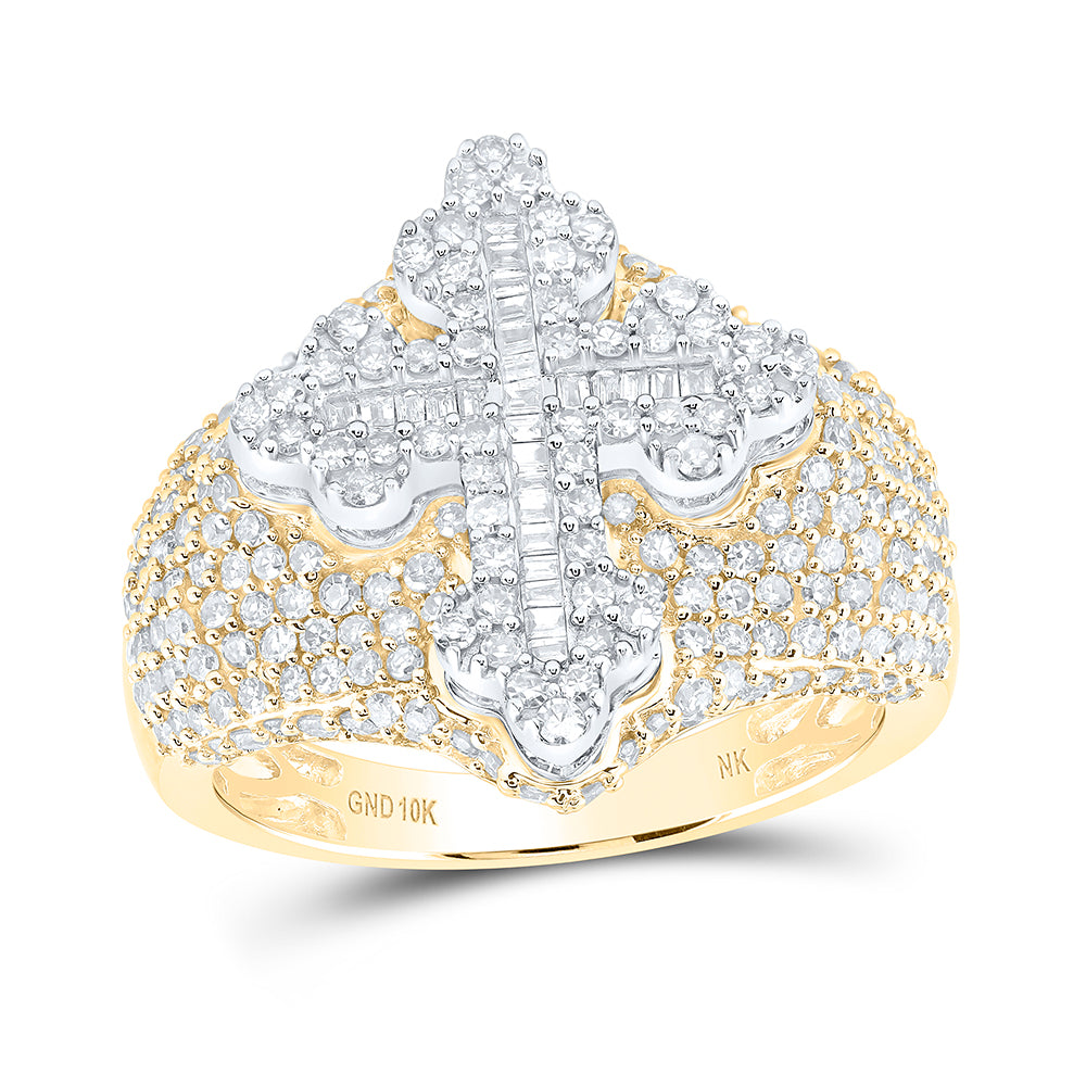 2CTW-DIA NK MEN'S CROSS RING