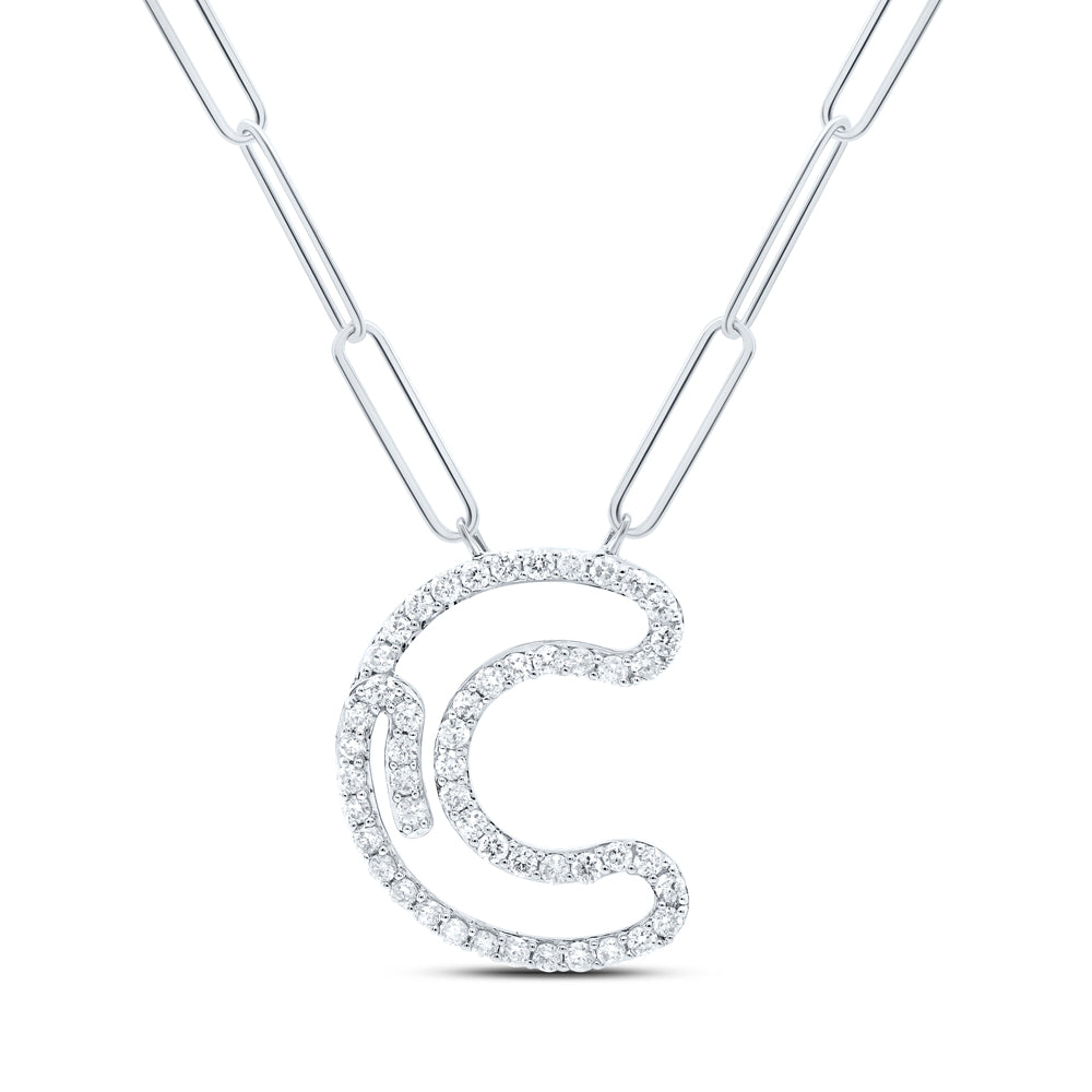 1/3CTW-DIA NK INITIAL "C" NECKLACE - 18 INCH