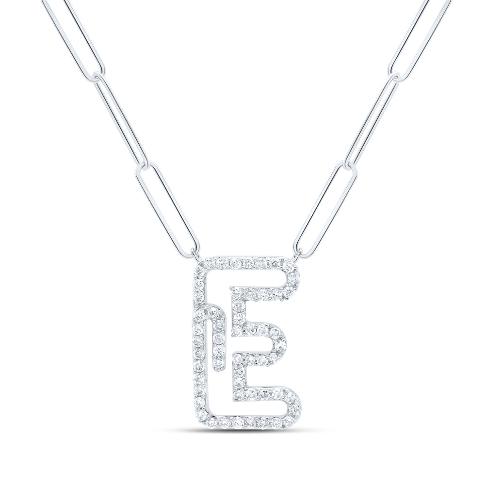 1/3CTW-DIA NK INITIAL "E" NECKLACE - 18 INCH
