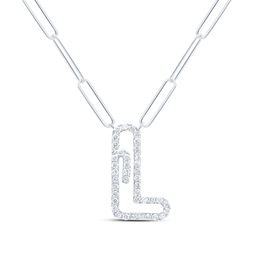 1/4CTW-DIA NK INITIAL "L" NECKLACE - 18 INCH
