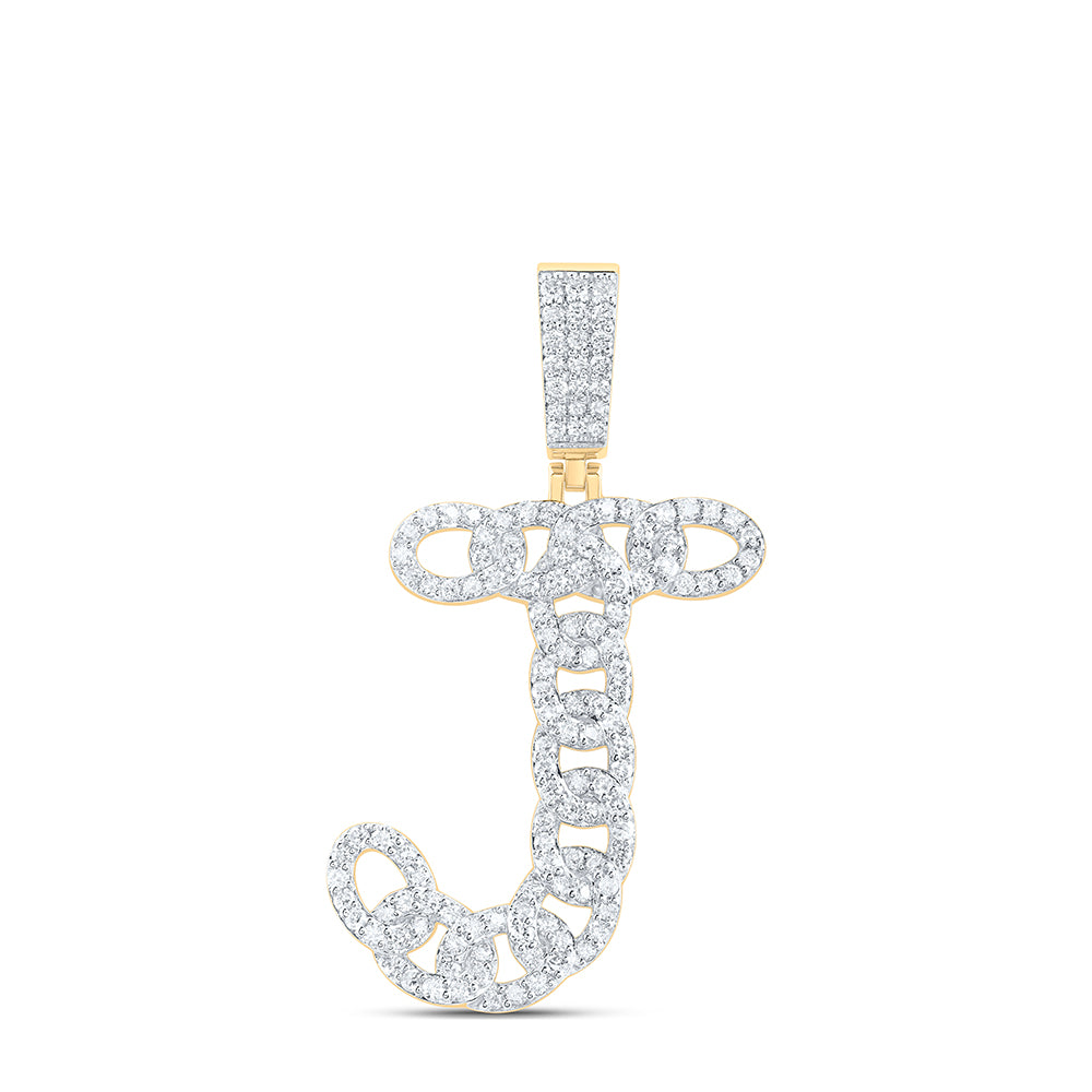 1CTW-DIA NK CUBAN INITIAL "J" MENS PENDANT