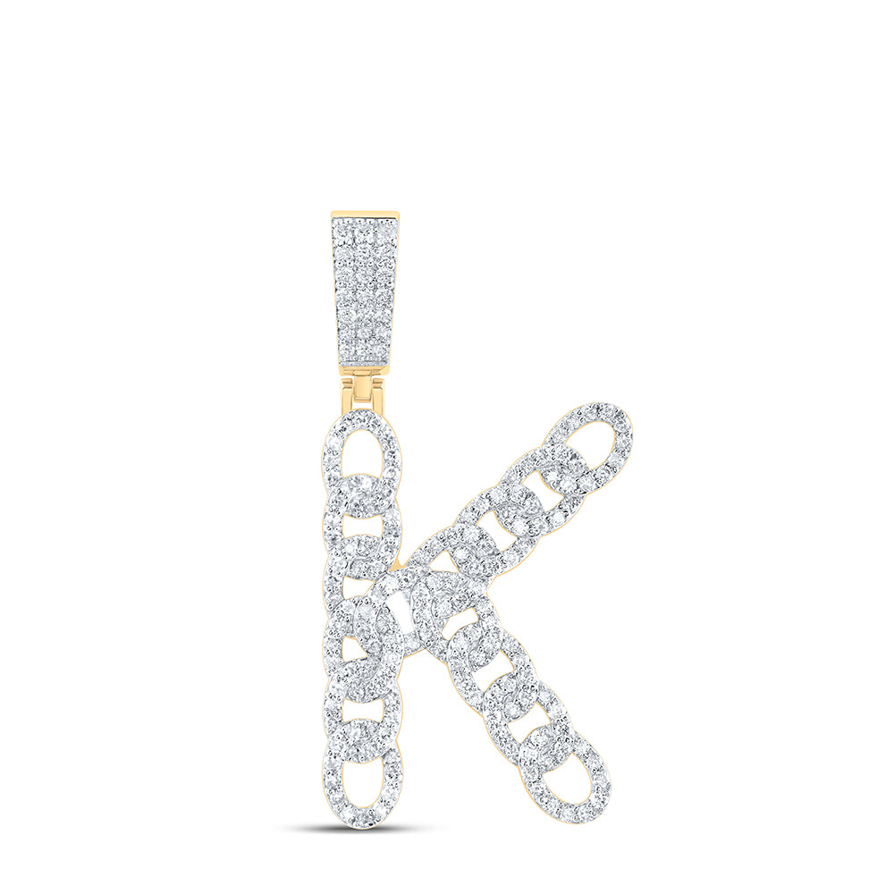 1CTW-DIA NK CUBAN INITIAL "K" MENS PENDANT