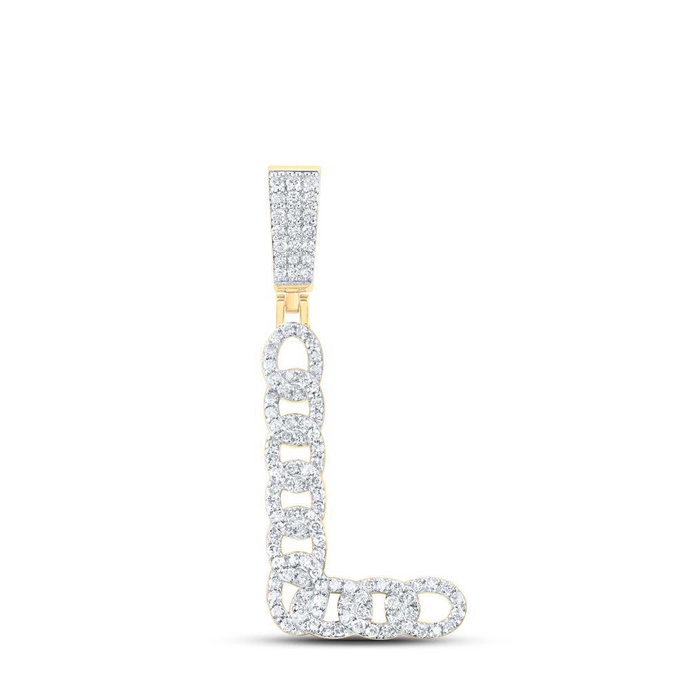 5/8CTW-DIA NK CUBAN INITIAL "L" MENS PENDANT