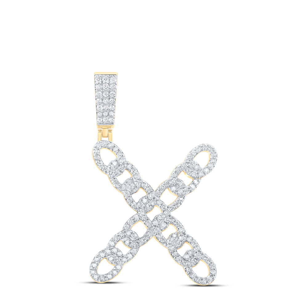 1CTW-DIA NK CUBAN INITIAL "X" MENS PENDANT