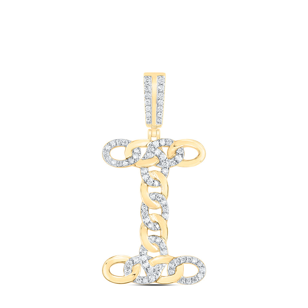 1/2CTW-DIA NK CUBAN INITIAL "I" MENS PENDANT