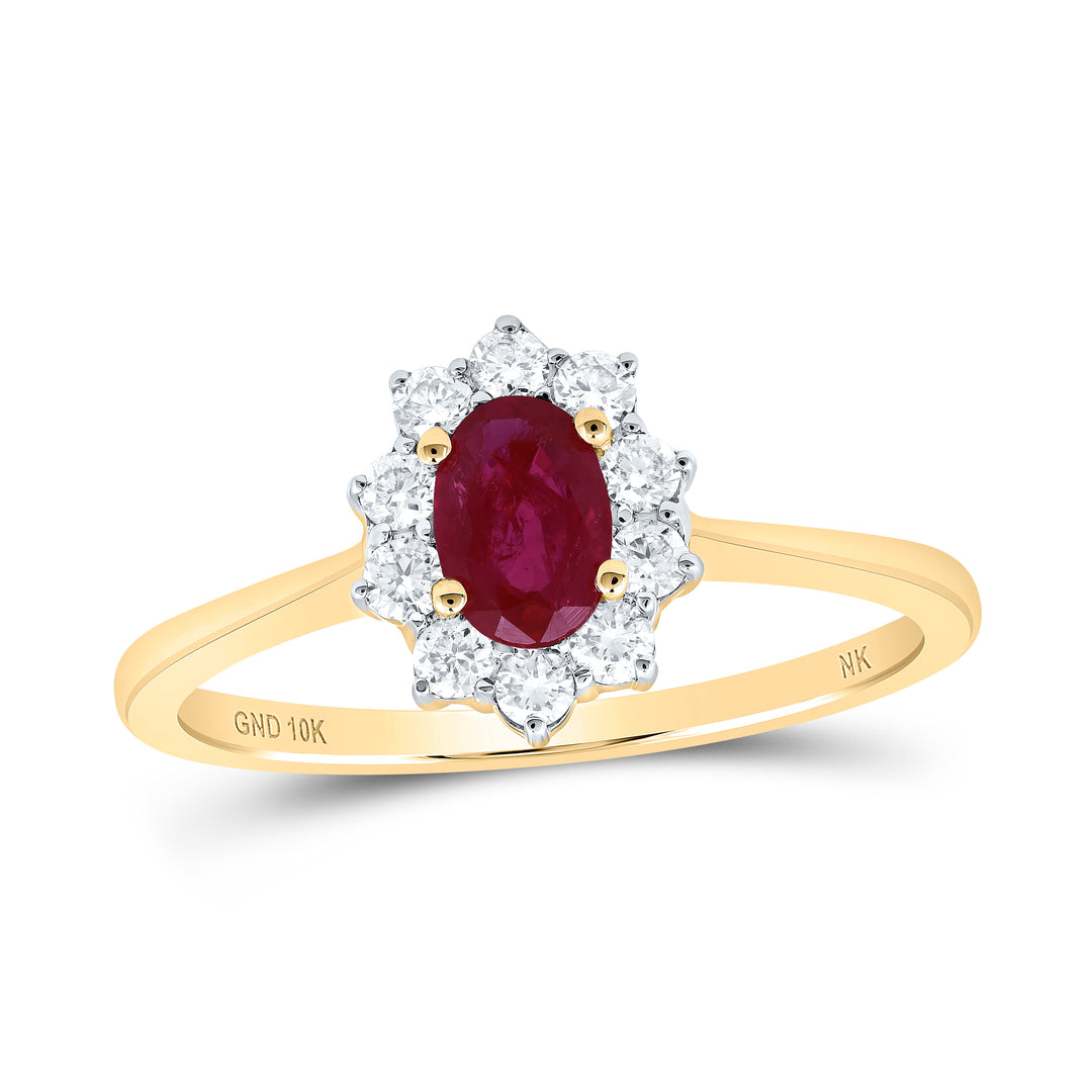 1/4CTW-DIA NK 6X4 MM RUBY-OV NAT GEM RING