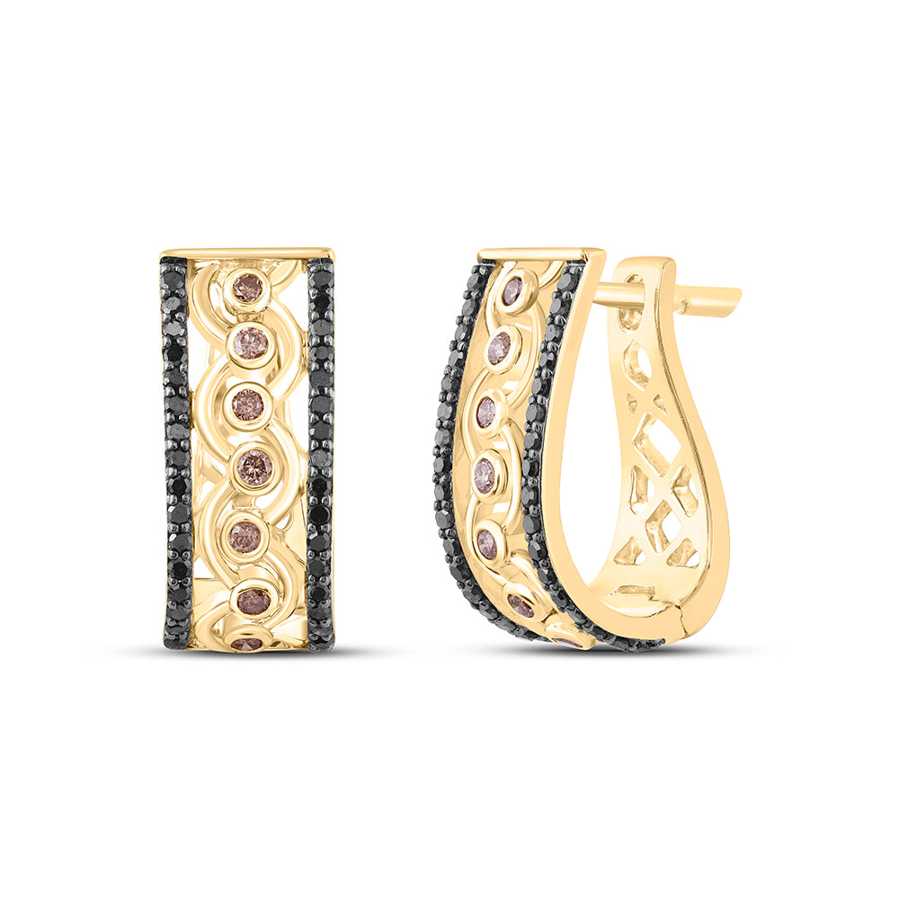 1/2CTW-DIA COLOR DIAMOND HOOPS EARRING
