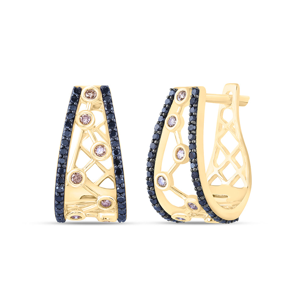 1/2 CTW-DIA COLOR DIAMOND HOOPS EARRING