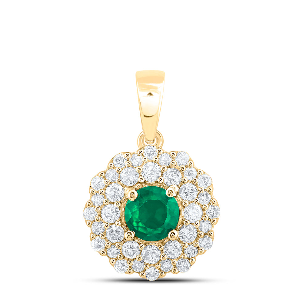 1/4CTW-DIA ANA M 4.00 MM RD-EME NAT GEM PENDANT