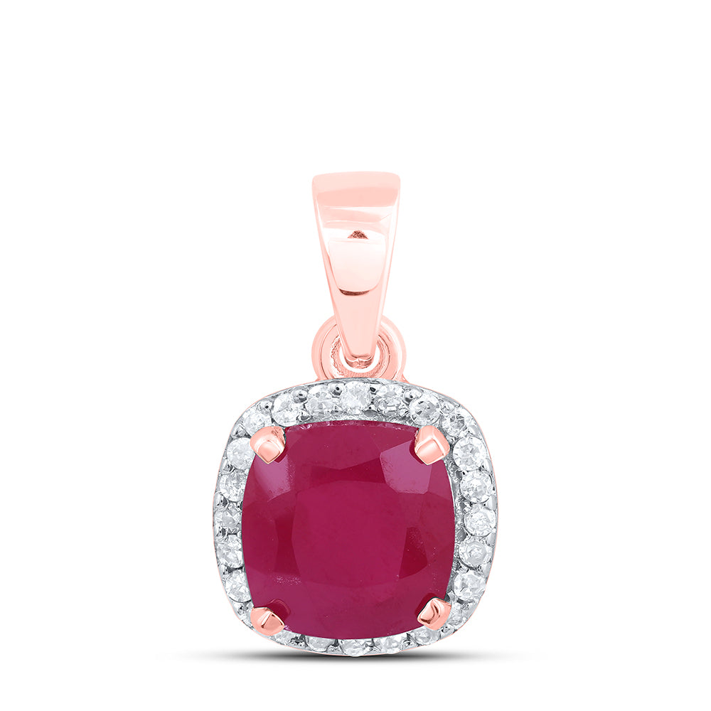 1/10CTW-DIA P1 6.10 MM-CU-RU SYNTHETIC CUSHION PENDANT