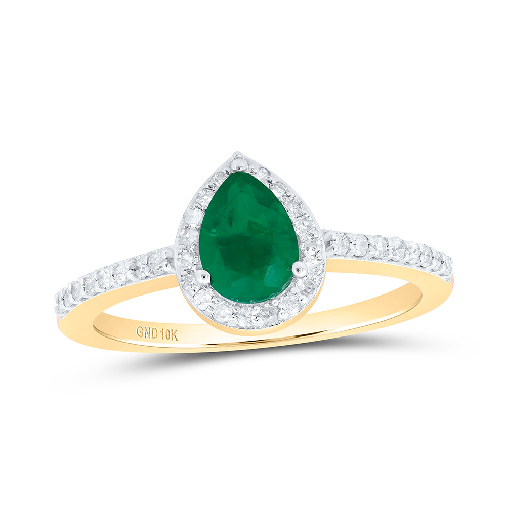 1/4CTW-DIA P1 7 X 5 MM-PEAR-EM SYNTHETIC RING