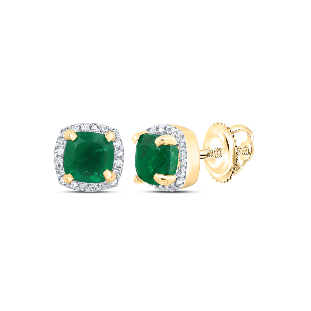 1/10CTW-DIA P1 4.20 MM-CU-EM SYNTHETIC CUSHION EARRING