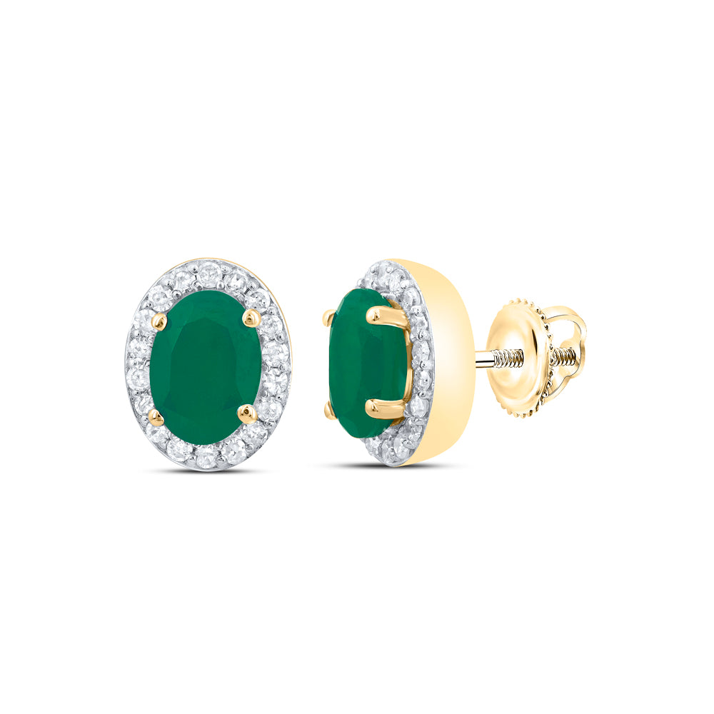 1/4CTW-DIA P1 6.50 X 4.50 MM-OV-EM SYNTHETIC OVAL EARRING