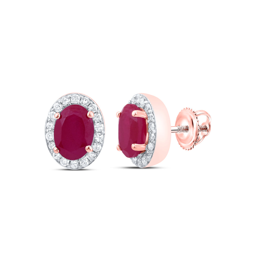 1/4CTW-DIA P1 6.50 X 4.50 MM-OV-RU SYNTHETIC OVAL EARRING