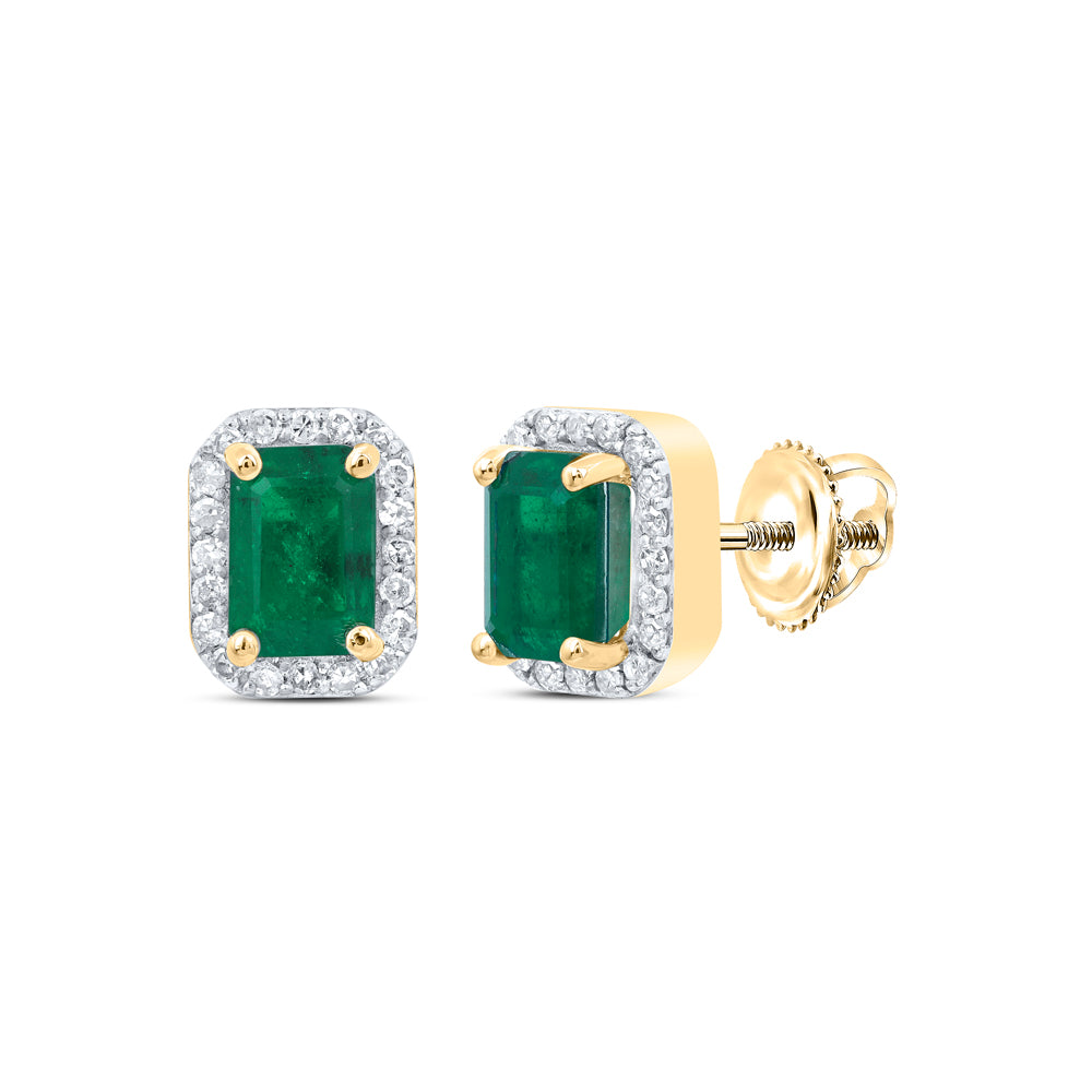 1/4CTW-DIA P1 6.70 X 4.50 MM-EM-EM SYNTHETIC EMERALD EARRING