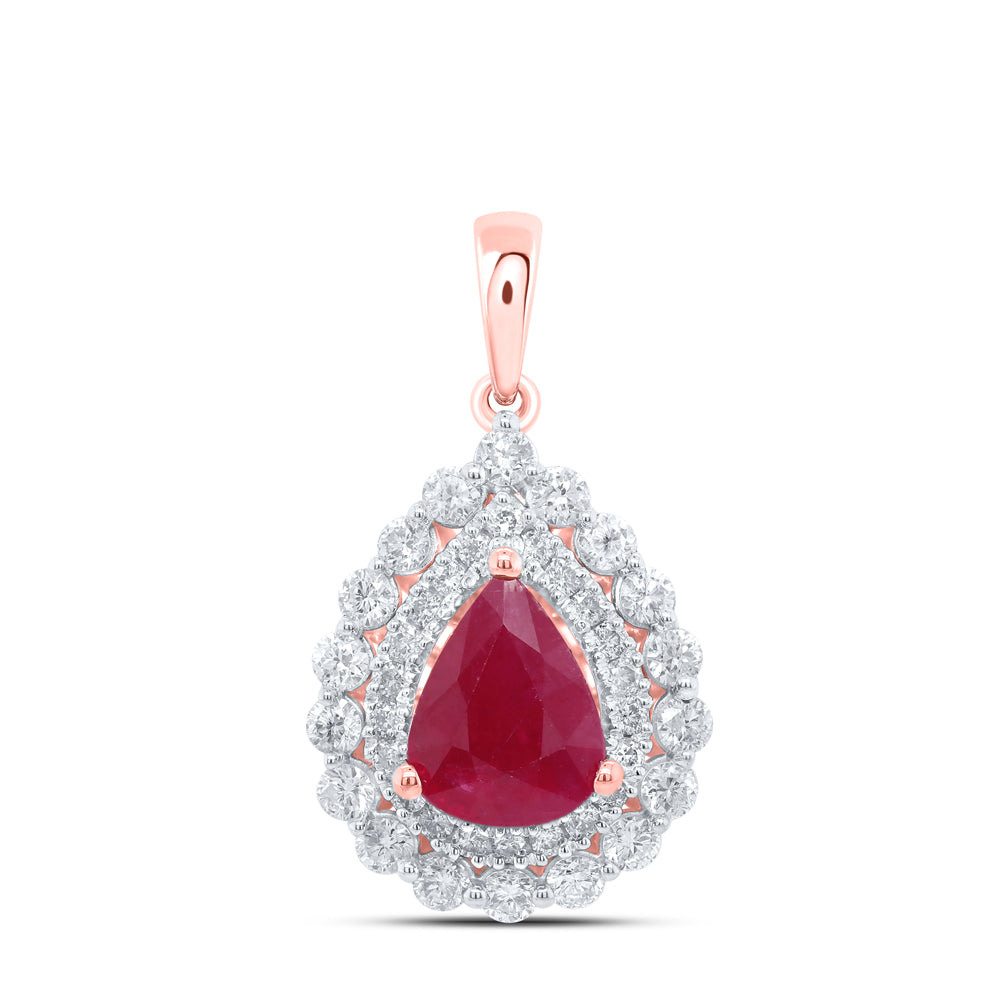 1/2CTW-DIA ANA M 8 X 6 MM RU-PEAR NAT GEM PENDANT