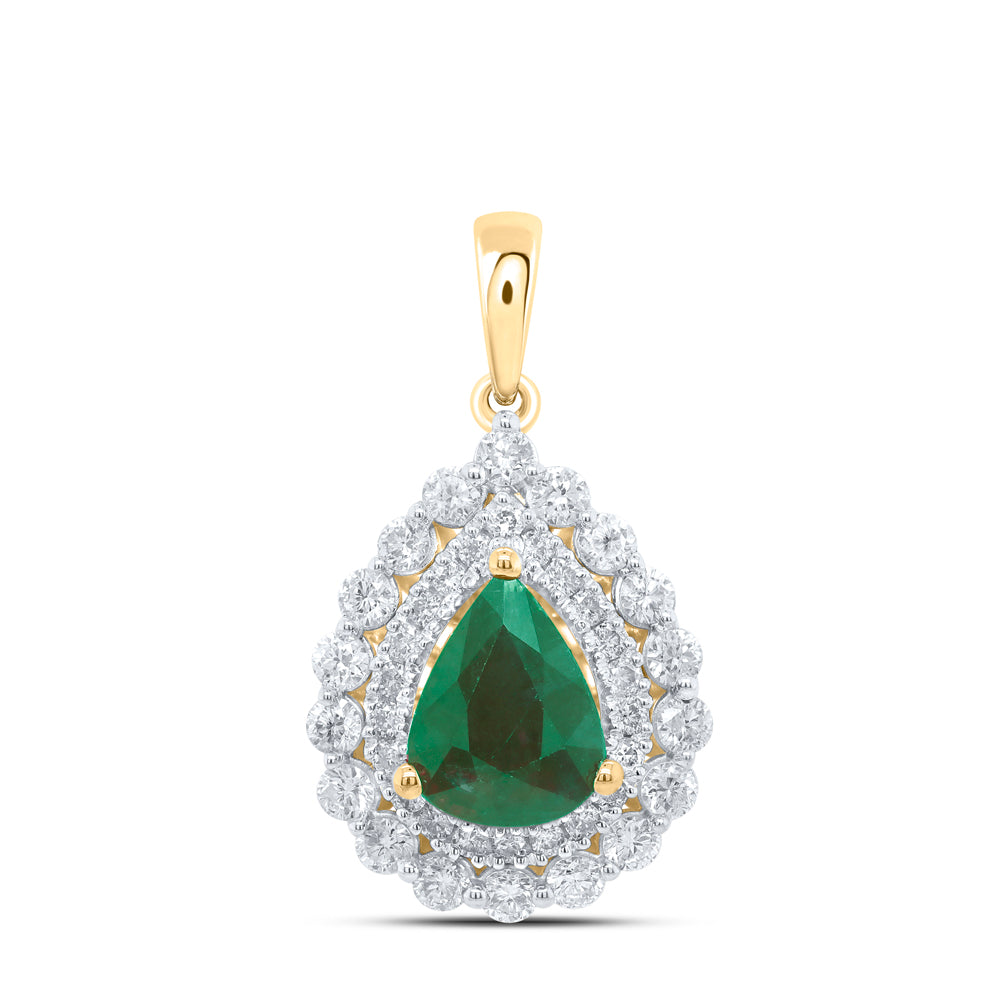 1/2CTW-DIA ANA M 8 X 6 MM EM-PEAR NAT GEM PENDANT