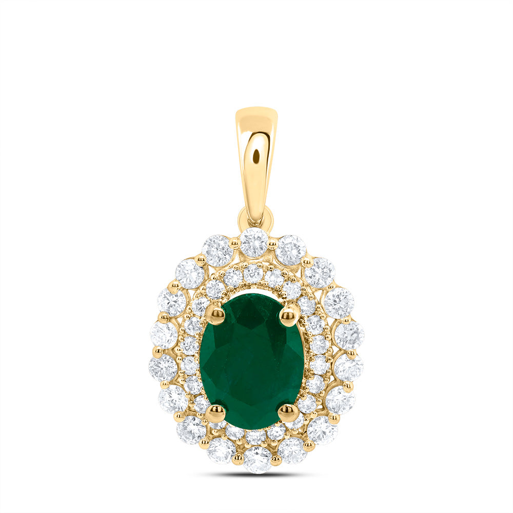 1/2CTW-DIA ANA M 8 X 6 MM EM-OV NAT GEM PENDANT