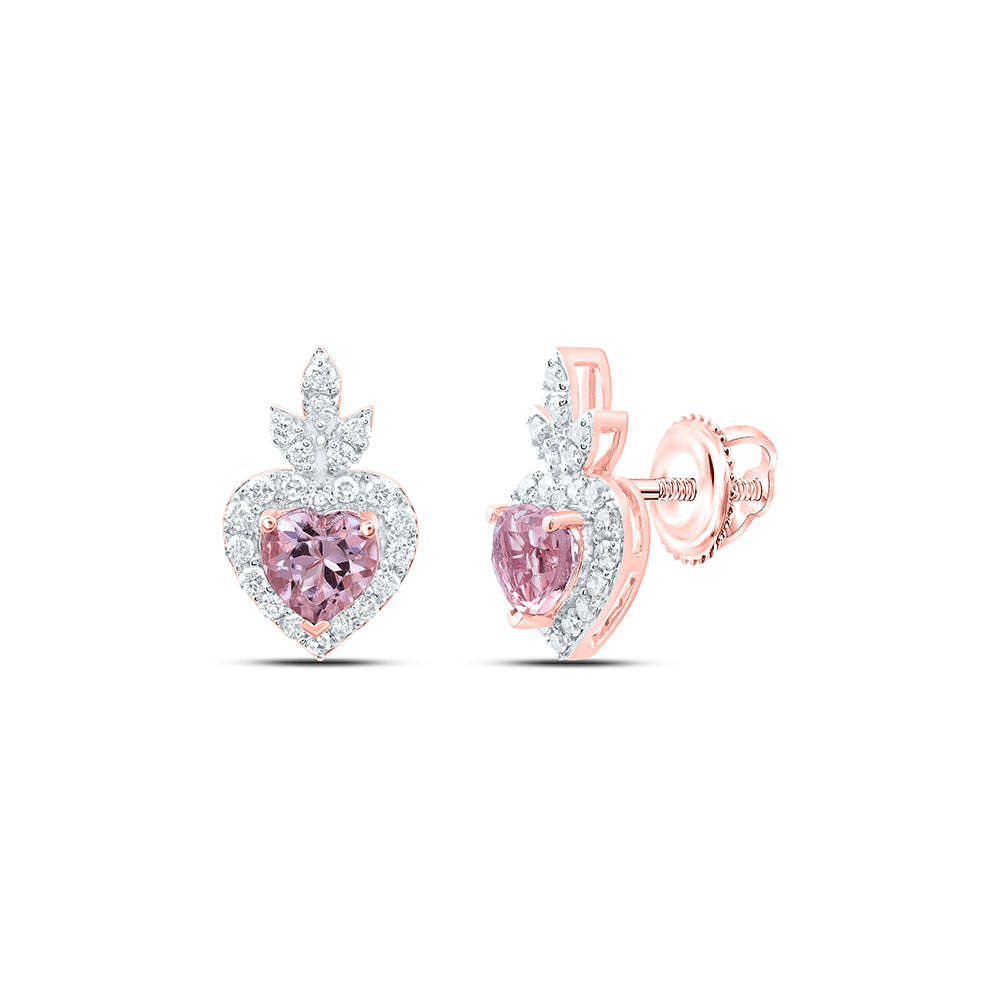 1/3CTW-DIA NK 4.5 MM HEART- MORGANITE EARRING