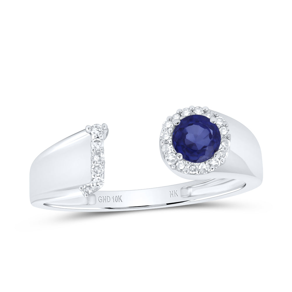1/10CTW-DIA NK 4 MM RD-BS SYNTHETIC INITIAL "J" LADIES RING