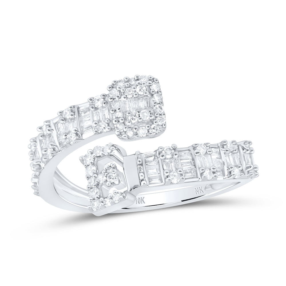 1/2 CTW-DIA NK FASHION INITIAL "E" LADIES CUFF RING
