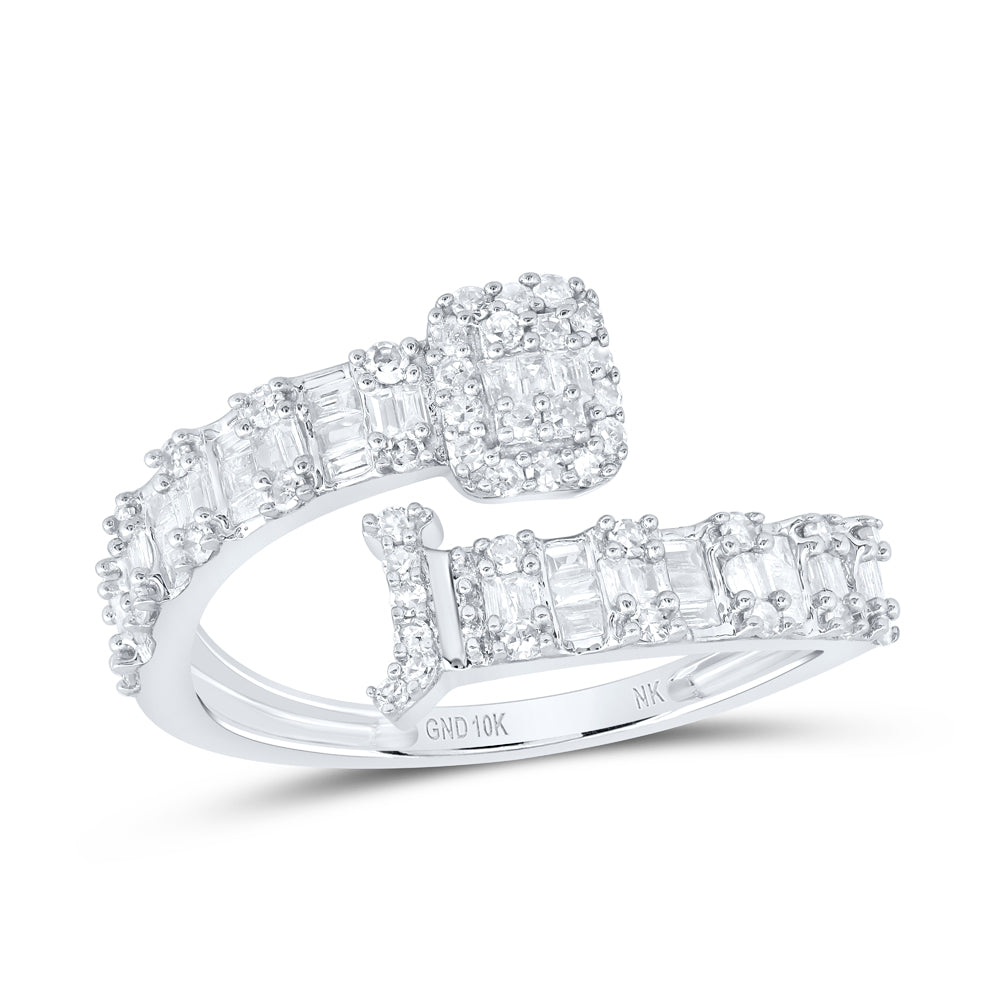 1/2 CTW-DIA NK FASHION INITIAL "J" LADIES CUFF RING