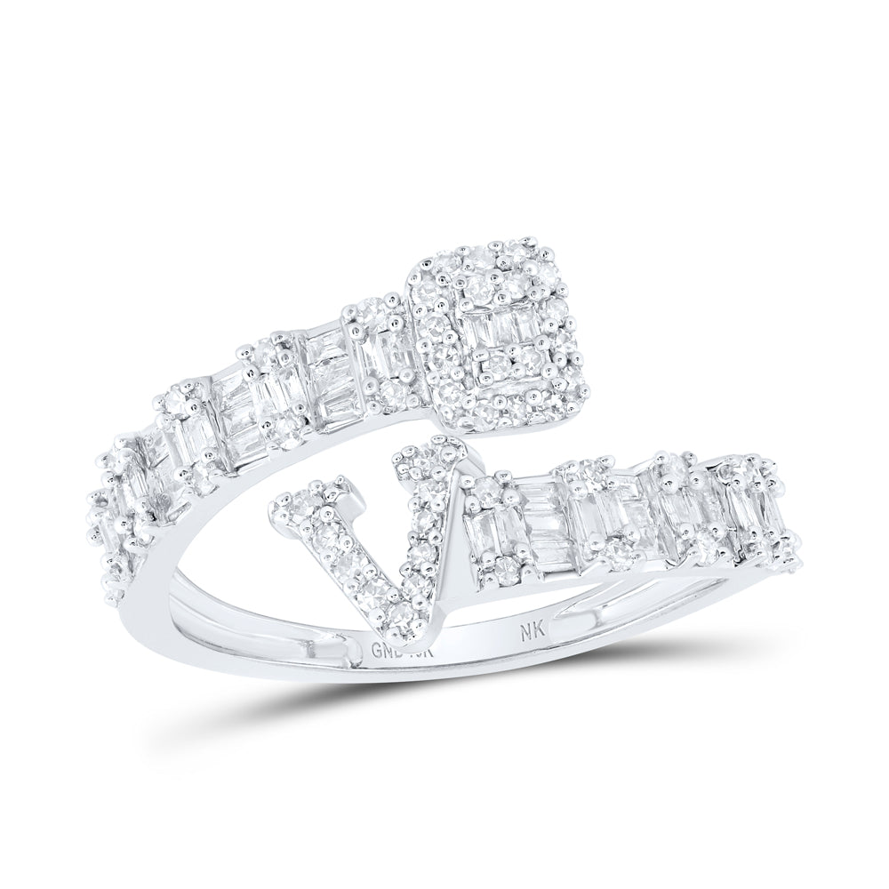 1/2CTW-DIA NK FASHION INITIAL "V" LADIES CUFF RING