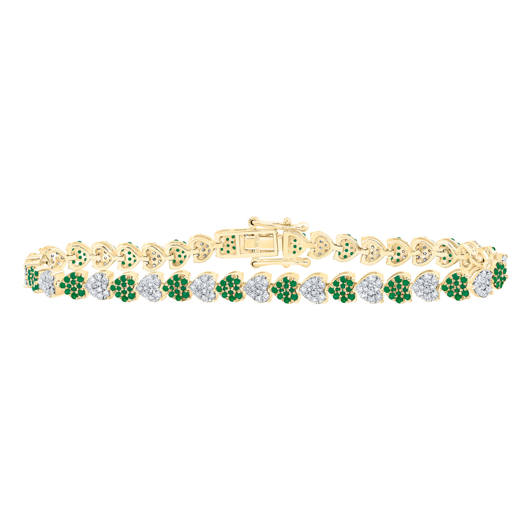 1 1/4CTW-DIA NK 1CTW RD-EM NAT GEM HEART BRACELET(7 INCH)