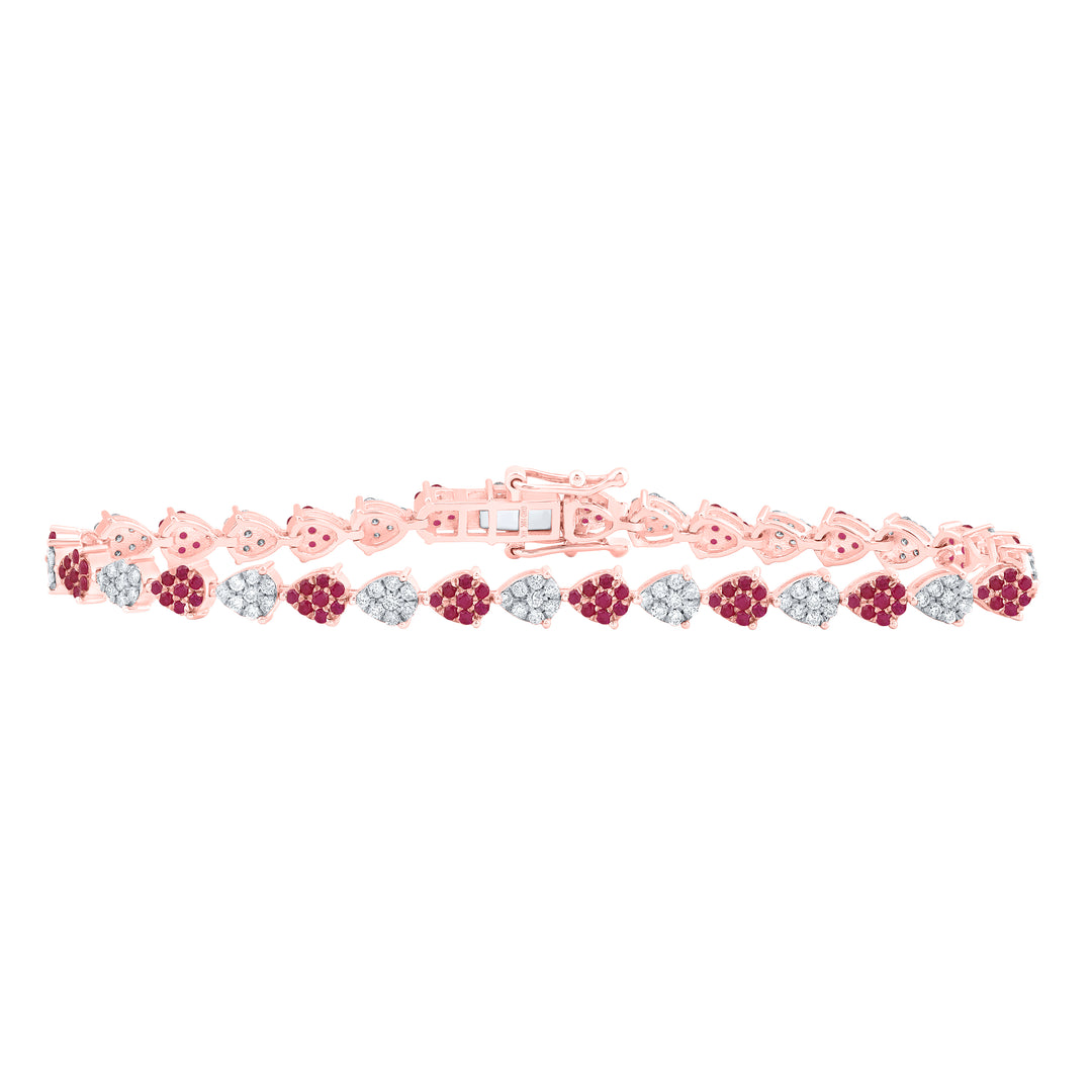 1CTW-DIA NK 1 1/5CTW RD-RUBY NAT GEM PEAR BRACLATE(7 INCH)