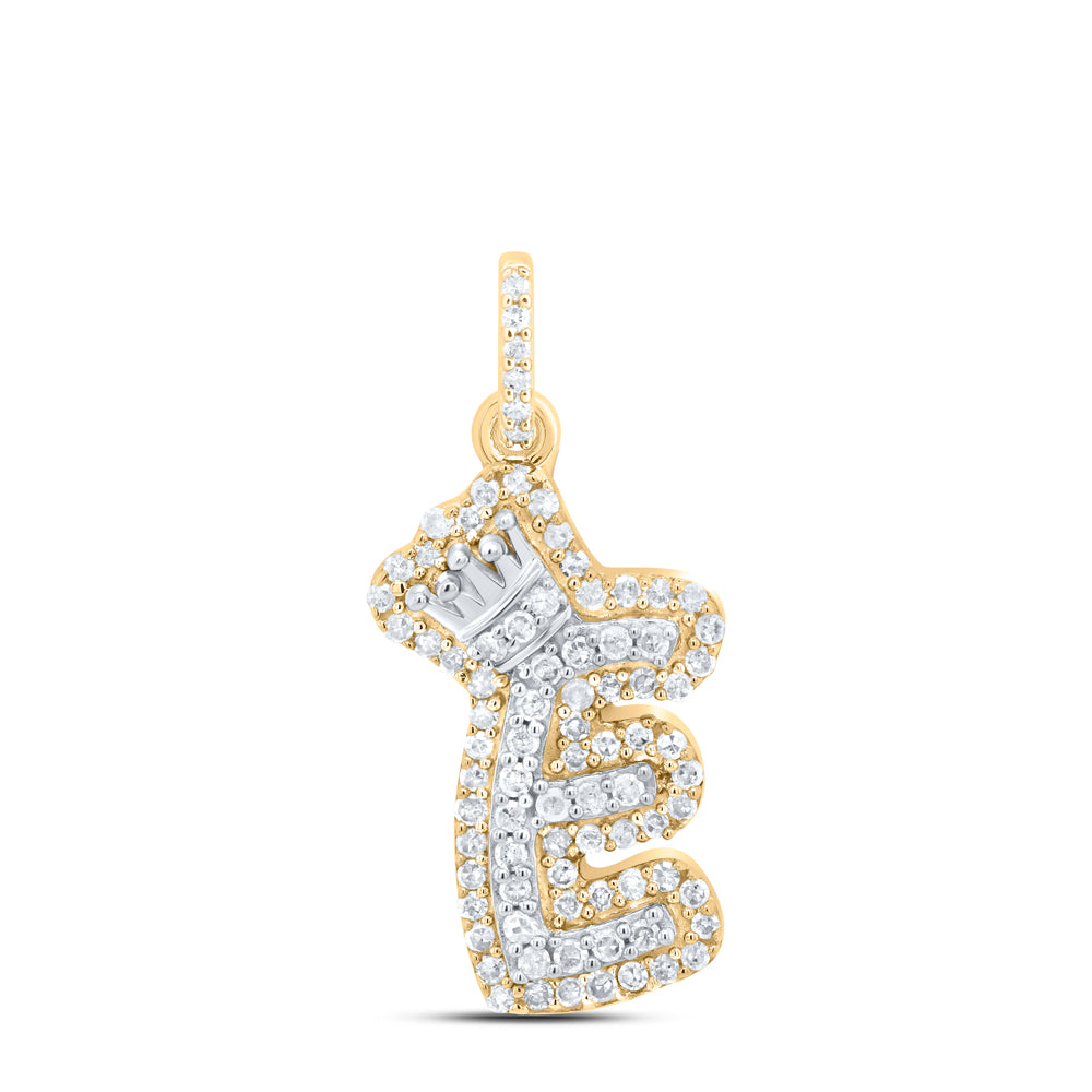 1/4CTW-DIA P1 GIFT INITIAL "E" CROWN PENDANT