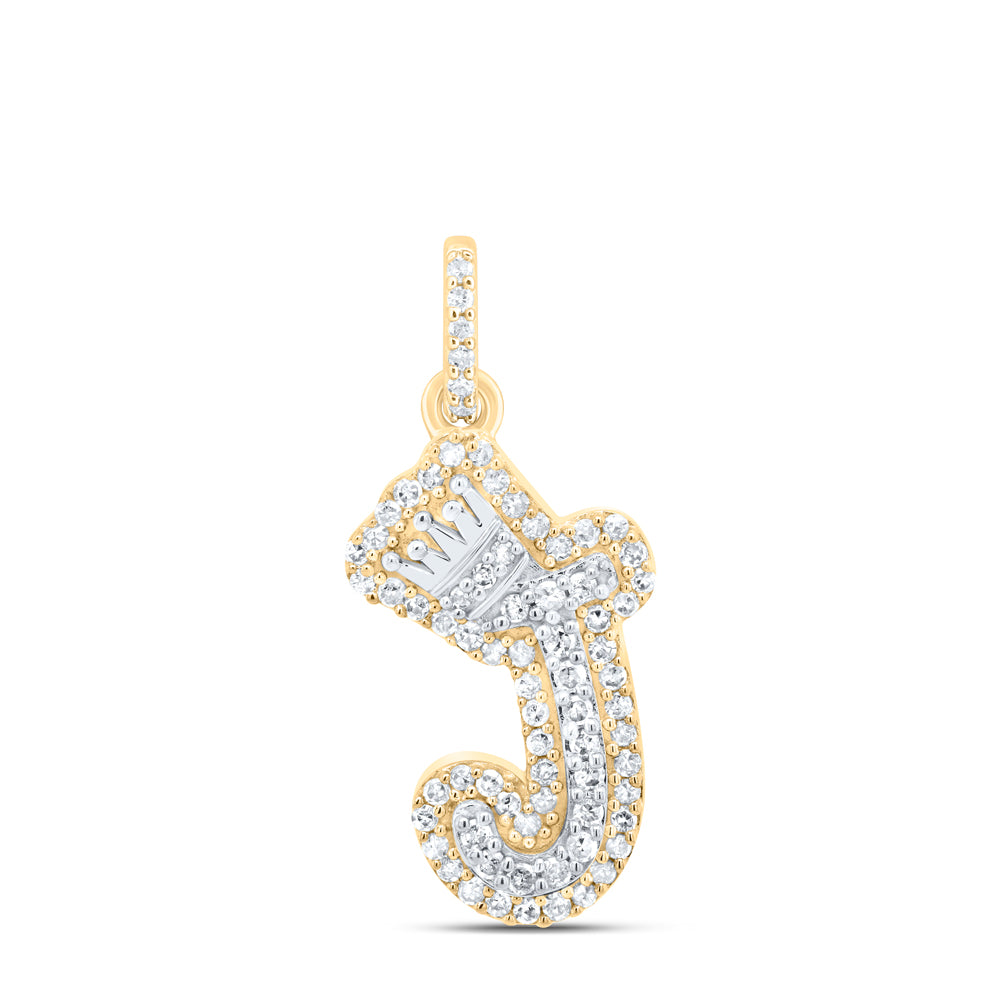 1/4CTW-DIA P1 GIFT INITIAL "J" CROWN PENDANT