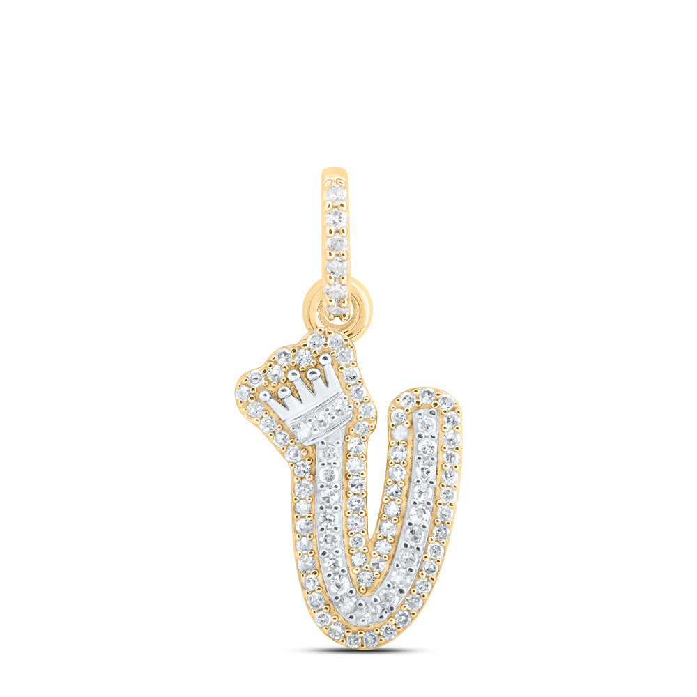 1/4CTW-DIA P1 GIFT INITIAL "V" CROWN PENDANT
