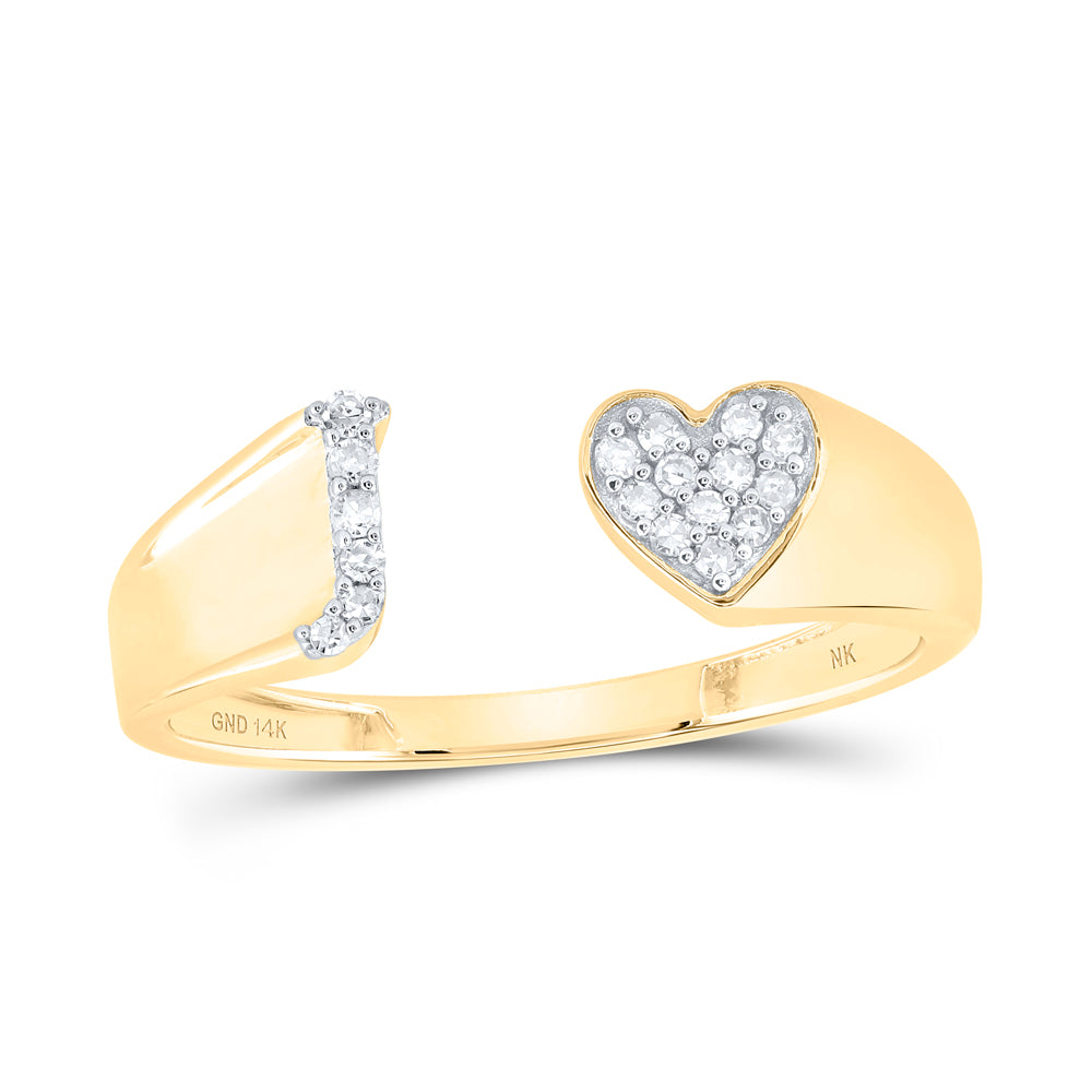 1/12CTW-DIA NK GIFT INITIAL "J" LADIES HEART RING
