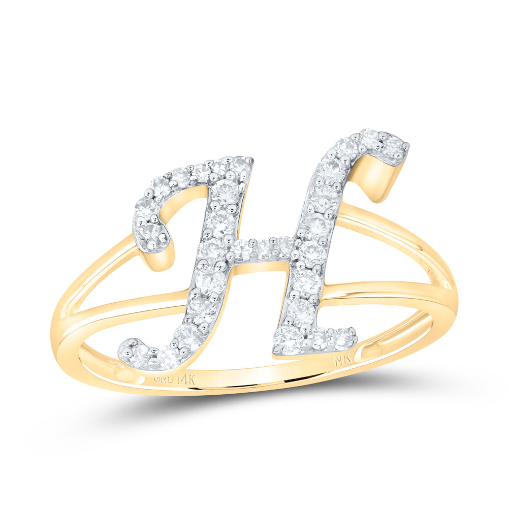 1/4CTW-DIA NK GIFT INITIAL "H" LADIES RING
