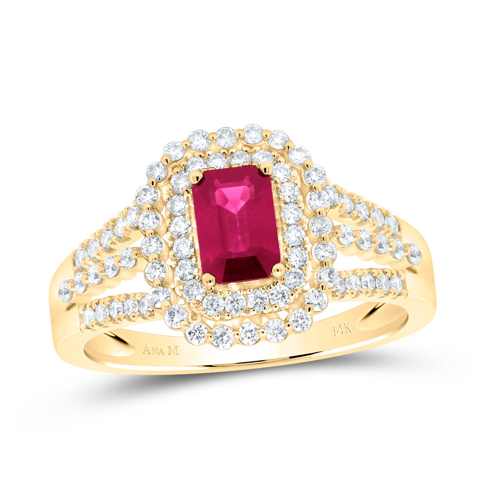 1/2CTW-DIA ANA M 6X4MM EM-RU NAT GEM RING