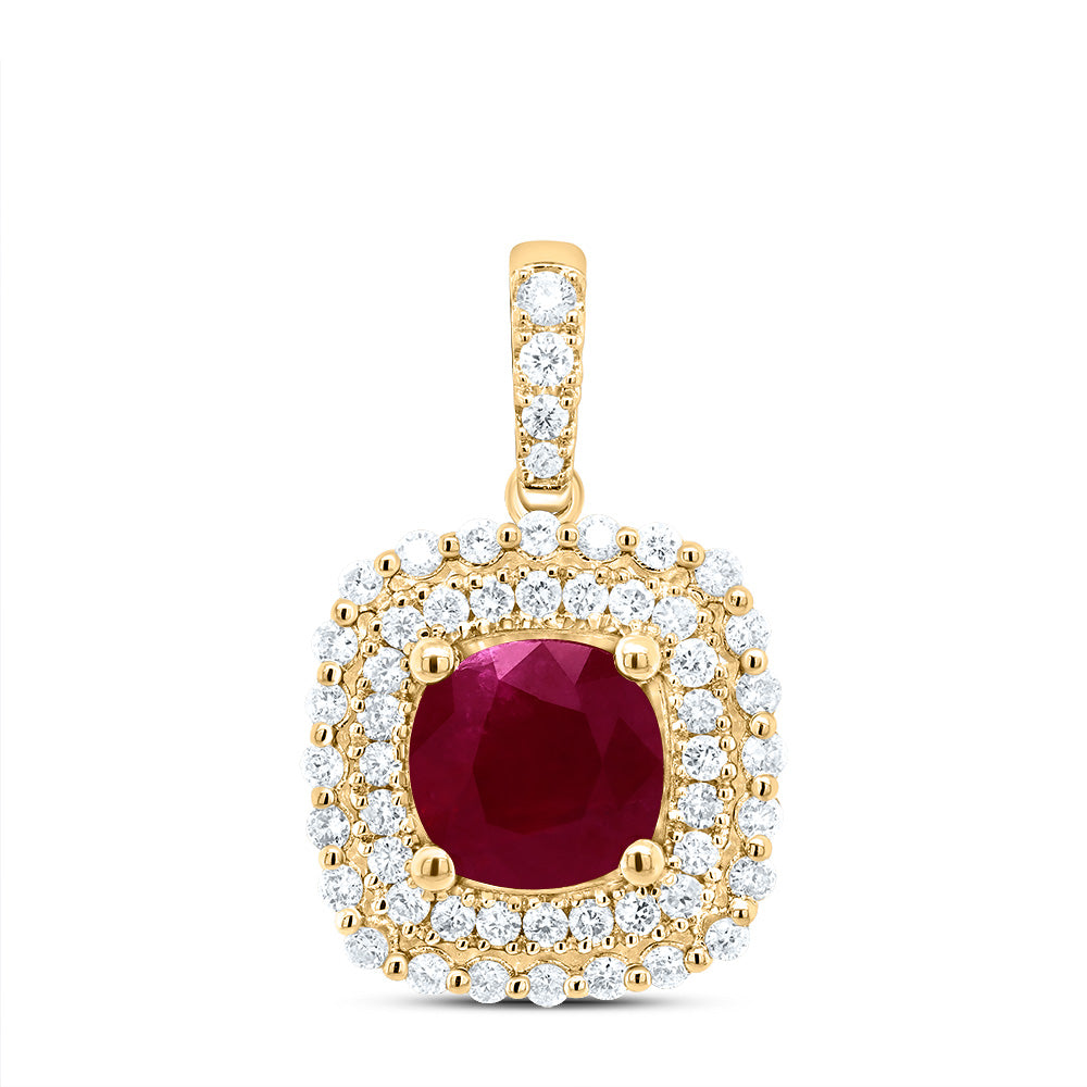 1/3CTW-DIA ANA M 6X6MM CU-RU NAT GEM PENDANT