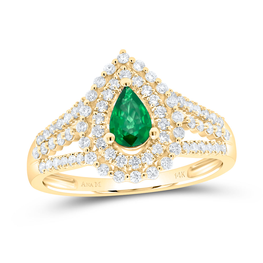 1/2CTW-DIA ANA M 6X4MM PEAR-EM NAT GEM RING