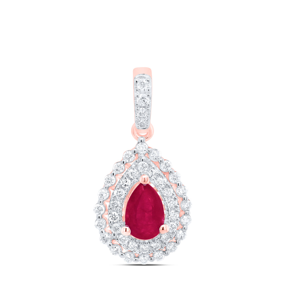 1/4CTW-DIA ANA M 6X4MM PEAR-RU NAT GEM PENDANT