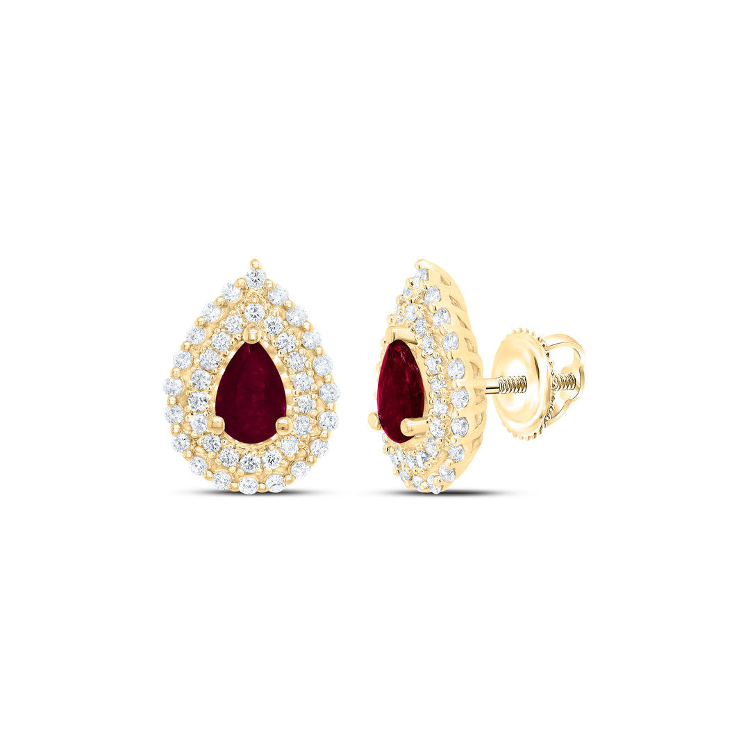 1/2CTW-DIA ANA M 6X4MM PEAR-RU NAT GEM EARRING