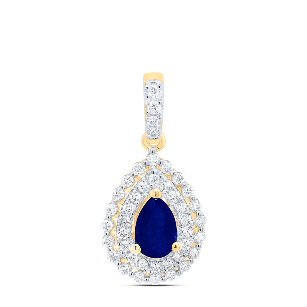 1/4CTW-DIA ANA M 6X4MM PEAR-BS NAT GEM PENDANT